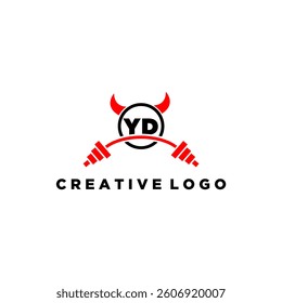 YD initial monogram for fitnes or gym logo with devil style design