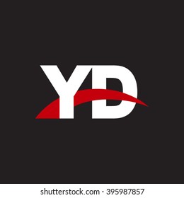 YD initial overlapping swoosh letter logo white red black background