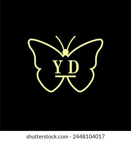 YD Initials Luxury Butterfly logo Vector illustration