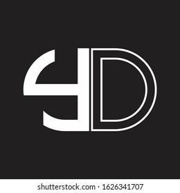YD Letter logo monogram with oval shape negative space design template