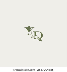 YD letter luxury wedding monogram design organic leaf logo bold initial concept