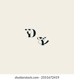 YD letter wedding monogram elegant fancy curve logo bold and hairline initial