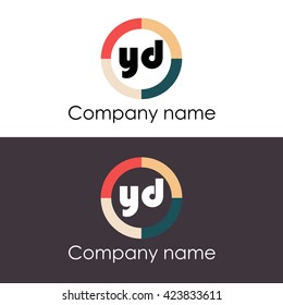 YD letters business logo icon design template. Symbol with four colors circle
