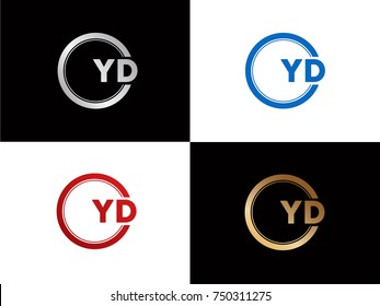 YD Logo. Letter Design Vector with Red and Black Gold Silver Colors

