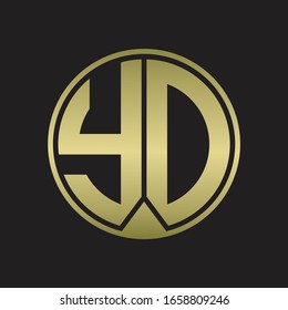 YD Logo monogram circle with piece ribbon style on gold colors