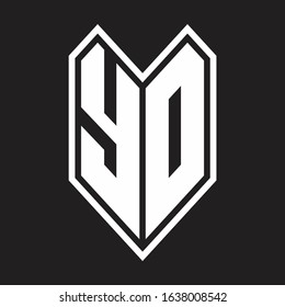 YD Logo monogram with emblem line style isolated on black background