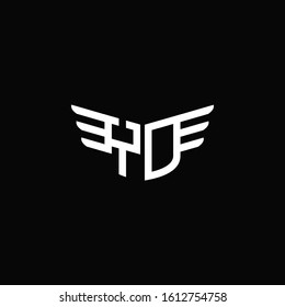 YD logo monogram emblem shape with wings style ribbon design template