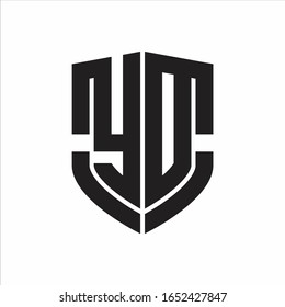 YD Logo monogram with emblem shield shape design isolated on white background