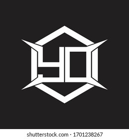 Monograma de logotipo YD con hexágono y plantilla de diseño de forma de cuatro ejes