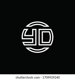 YD logo monogram with negative space circle rounded design template