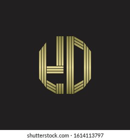 YD Logo monogram outline style linked isolated with gold colors