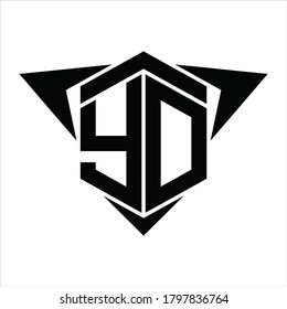 YD Logo monogram with wings arrow around design template on white background