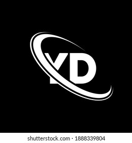 YD logo. Y D design. White YD letter. YD Y D letter logo design. Initial letter YD linked circle uppercase monogram logo.