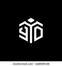 YD monogram logo with abstract hexagon style design template isolated on black background