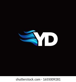 YD monogram logo with blue fire style design template