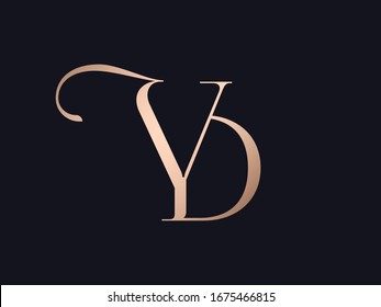 YD monogram logo. Letter y and letter d typographic icon.Decorative lettering sign.Alphabet initials isolated on dark background.Modern,elegant,luxury style characters for company branding.