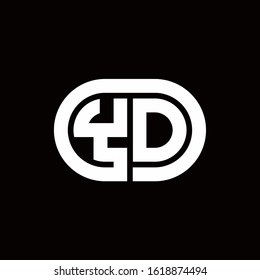 YD monogram logo with an oval style on a black background