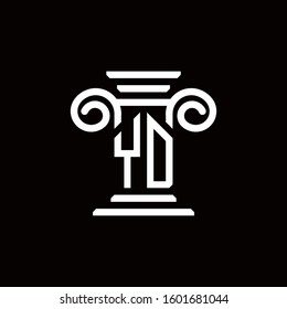 YD monogram logo with pillar style design template