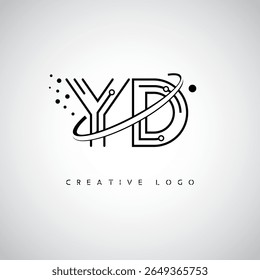 YD Orbit Monogram Logo - Futuristic Minimal Letter mark with Circular Line Art, Tech-Inspired Dots and Space Motion Concept for Modern Branding Identity