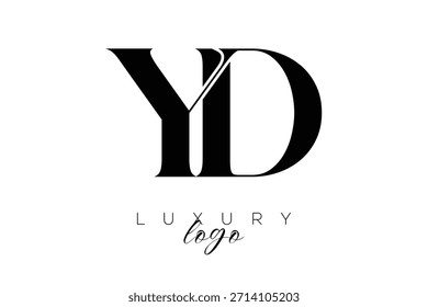 Logotipo de la tipografía del monograma de la letra de YD Serif para la identidad elegante de la marca de Premium
