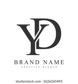 YD trendy logotype template. Initial letter y and d classic font style. Creative logo for company name or identity. Vector illustration.