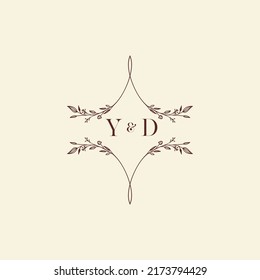 Cartas iniciales del logotipo de la boda YD en un diseño profesional de alta calidad que se imprimirán en cualquier medio impreso