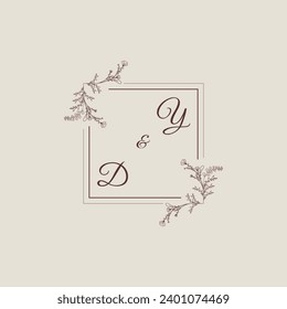 YD wedding line square monogram with high quality professional design that will print well