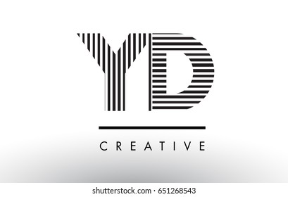 YD Y D Black and White Letter Logo Design with Vertical and Horizontal Lines.