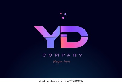 yd y d creative color blue background pink purple blue magenta alphabet letter company logo vector icon design