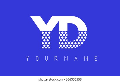 YD Y D Dotted Pattern Letter Logo Design Vector with Blue Background.