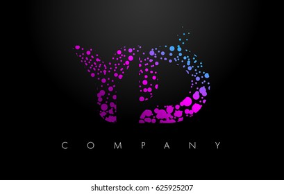 YD Y D Letter Logo with Purple Blue Particles and Bubble Dots Design Vector.