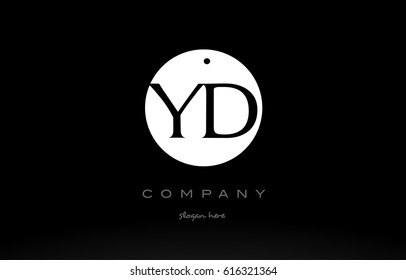 YD Y D simple black white circle background alphabet company logo design vector icon template