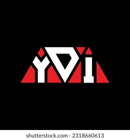 Diseño del logotipo de la letra triangular YDI con forma triangular. Monograma de diseño del logotipo del triángulo YDI. Plantilla de logotipo vectorial de triángulo YDI con color rojo. Logotipo triangular simple, elegante y lujoso YDI