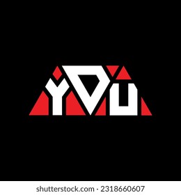 YDU triangle letter logo design with triangle shape. YDU triangle logo design monogram. YDU triangle vector logo template with red color. YDU triangular Simple, Elegant, and Luxurious Logo