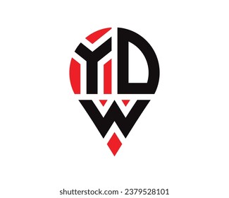 Diseño del logotipo de la forma de ubicación de la letra YDW. Diseño sencillo del logotipo de ubicación de la letra YDW.