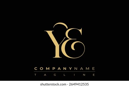 YE Abstract Creative Jewelry Logo. A stylish logo featuring golden monogram initials in an elegant and modern typography, perfect for branding