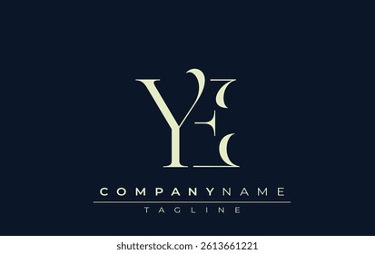 YE abstract Logo. Elegantly Designed Minimalist Monogram Logo with Stylish Lettering. Sophisticated and sleek minimalist monogram showcasing unique lettering design.