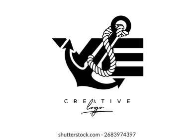 YE Creative Monogram Latter Logo con diseño de ancla y cuerda