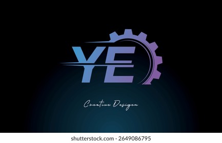 YE Gear Fusion Logo – Industrial Tech-Inspired Letter mark Futuristic Industrial Letter Mark Design for Technology and Engineering Brands.