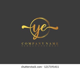 YE initial handwriting logo circle template vector