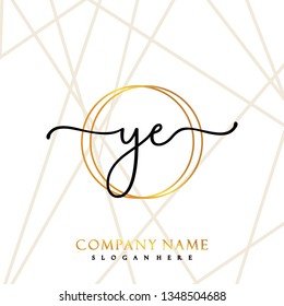 YE Initial Handwriting logo template vector