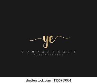 YE initial handwriting logo template vector