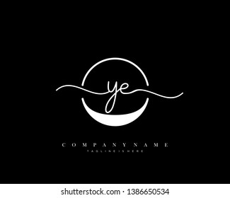 YE initial handwriting logo template vector