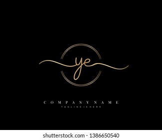 YE initial handwriting logo template vector