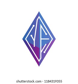 YE Initial letter block chain logo icon vector template. Looping mono line circuit letter on rhombus cube logo