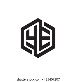 YE initial letters looping linked hexagon monogram logo