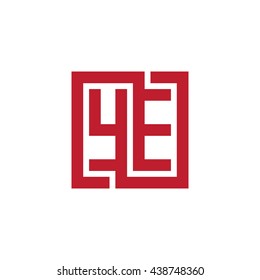 YE initial letters looping linked square logo red