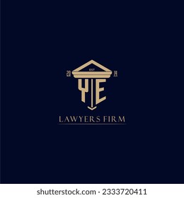 YE logotipo inicial de la firma de abogados monograma con diseño de pilar
