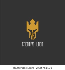 YE initial monogram logo for gaming with creative king spartan image design