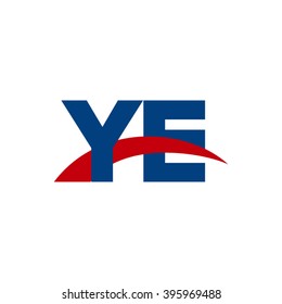 YE initial overlapping swoosh letter logo blue red